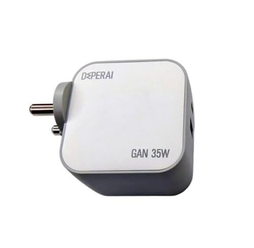 Image of DeperAI 35W Dual Port GaN III Fast Charger A+C - MFi Certified, PD3.0 & UFCS Support iPhone, iPad, Android Devices (White and Grey)