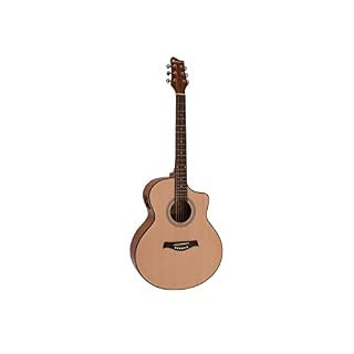 DIMAVERY Guitare Folk STW-50 Naturelle Electro - Les Beatles, Paul McCartney, John Lennon, RIngo Starr, George Harrison
