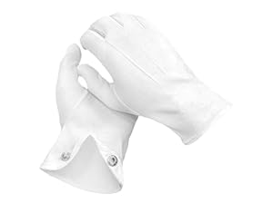 THE MASONIC COLLECTION - Gants en coton blanc uni pour hommes - Très doux et légers avec un matériau lavable et réutilisable - Fermeture à pression - Cadeau franc-maçon pour homme