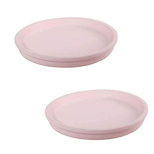 Image of Lasaki Round Ceramic Trays (Plates Saucers) for Pots, planters, Flower, Succulent(Set of 2,Pink,6 inch) R6(Plants not Included)