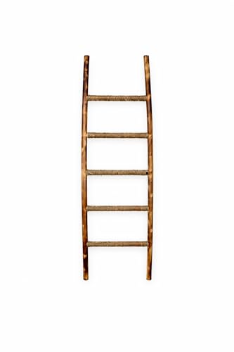 Toallero Pie Escalera Decorativa de Madera, Estilo Vintage/Rustico para el Hogar (5 peldaños)