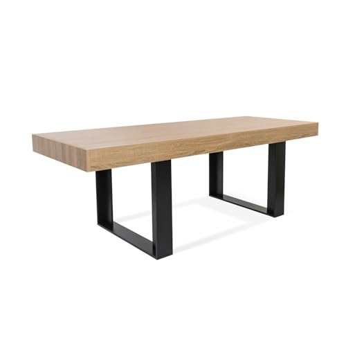 IDMarket - Esstisch, rechteckig, Phoenix, 8 Personen, Holz und Schwarz, 200 cm