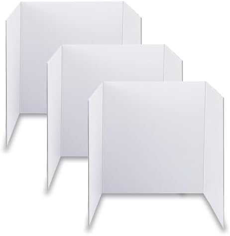 LonlyEagle Trifold Poster Board, 24" x 16", 3-Pack, White Corrugated Project Boards for Science Fairs, School Projects, Event Displays, and Business Presentations