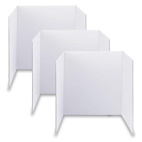 LonlyEagle Trifold Poster Board, 24' x 16', 3-Pack, White Corrugated Project Boards for Science Fairs, School Projects, Event Displays