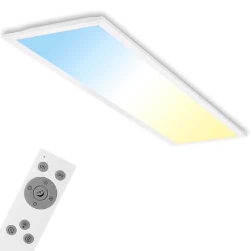 Briloner Leuchten Deckenlampe, LED Panel dimmbar, Farbtemperatursteuerung, inklusive Fernbedienung, 24W, 2.600 Lumen, Weiß, Kunststoff, 24 W, 1000x250x61mm (LxBxH) Briloner Leuchten Deckenlampe, LED Panel dimmbar, Farbtemperatursteuerung, inklusive Fernbedienung, 24W, 2.600 Lumen, Weiß, Kunststoff, 24 W, 1000x250x61mm (LxBxH)