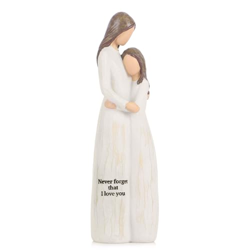 Figurilla madre e hija pintada a mano en resina crema