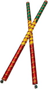 Traditional Multicolor Wooden Dandiya Sticks for Navratri Garba Dance, 16 Inches 1 Pair