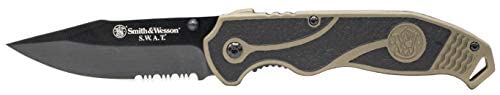 Smith & Wesson Swat Ii 8.5In S.s. Spring Assisted Folding Knife With 3.5In Serrated Drop Point And Rubberized Aluminum Handle For Outdoor Survival And Edc, Black #TOP9