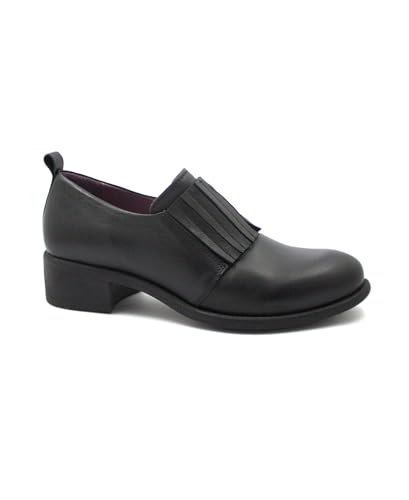 Chaussure à enfiler noire pour femme idéale pour vos sorties avec talon à franges