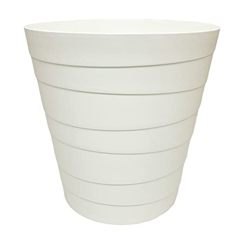 MAKREL® Corbeille à papier en plastique - Couleurs pastel - Design moderne - Pour cuisine, salle de bain, bureau - Motif vague - Blanc - 10 l Cover