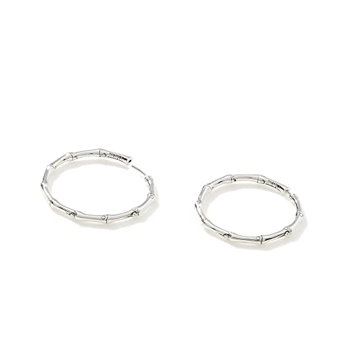 Bamboo Silver Hoop Earrings (30.5) #TOP3