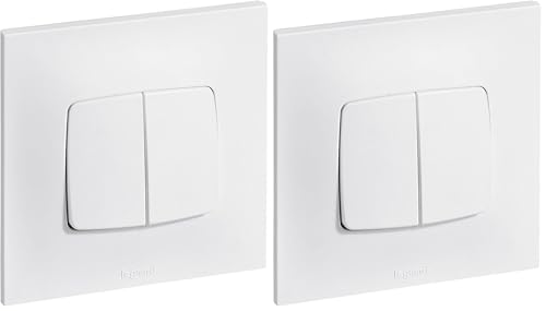 LEGRAND - Interrupteur Double ou Va-et-vient Neptune 10A - Commande d'Éclairage Monobloc - Prêt à Installer - Blanc (Lot de 2)