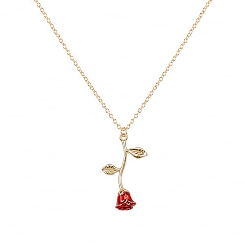 Rose Gold Necklace for Women Dainty Flower Pendant Necklace Gold Necklace for Women Jewelry Minimalist Aesthetic Cute Necklace Gift for Girlfriend Wife Mom