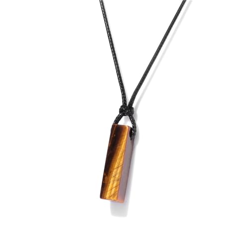Natural Gemstone Pendant Necklace for Women Men Handmade Rectangular Gemstone Necklace Energy Crystals and Healing Stones Jewelry Minimalist Bohemian Style