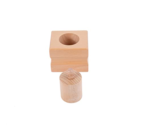 Image of Montessori Toys for Babies 6-12 Months Wooden Knob Log Mini-Cylinder Block Preschool Learning Baby Game Sensory Toys for Kids(3 Piece Set)