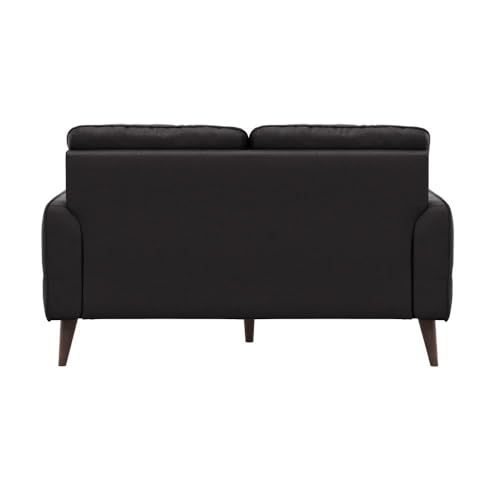 Image of Wakefit 2 Seater Sofa | 5 Year Warranty | Black Leatherette, Neem Wood, Modern Style, Living Room