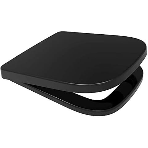 V20 Square Shape Soft Close Toilet Seat Quick Release Top or Bottom Fix 356 x 434 (Black) Cover