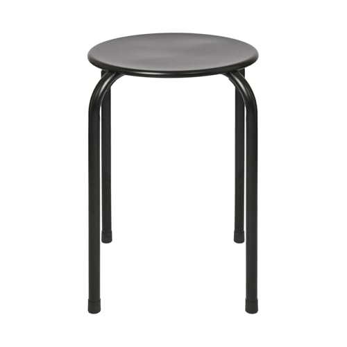Harbour Housewares Metal Stacking Stool - Matt Black - 1x Adults Small Stackable Kitchen Dining Breakfast Bedroom Vanity Dressing Table Sitting Room Office Chair Chairs Seat Set