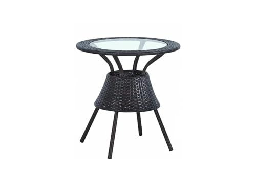 Image of DEVOKO Outdoor Rattan Chairs with Glass Top Tea Table Bistro Set for Patio, Backyard, Porch, Garden, Poolside, Balcony (Black)