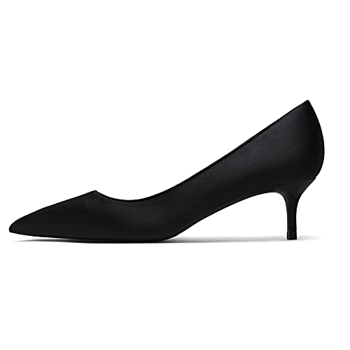 Women Fashion Pointed Toe Slip On Comfort Basic Kitten Heel Pumps Shoes3