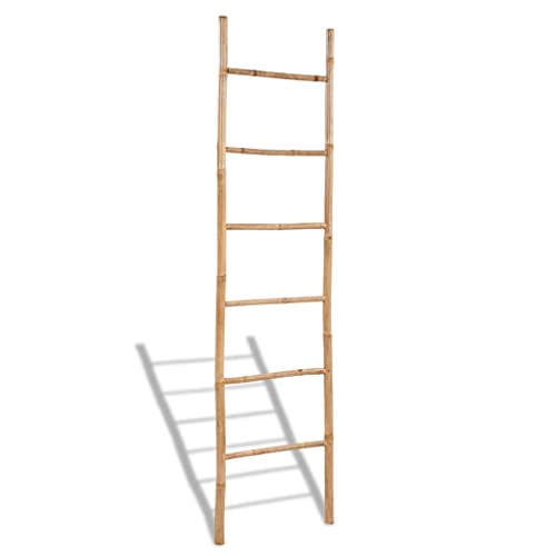 vidaXL Porte-Serviette en Bambou 6 Barreaux Maison Toilette Salle de Bain