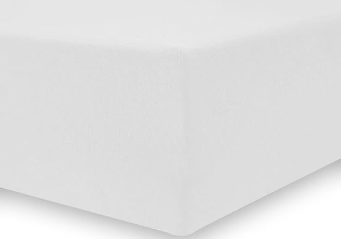 texpot Jersey Fitted Sheet 90 x 200 - 100 x 200 cm - White 100% Cotton Box Spring Fitted Sheets, 90x200 - 100x200 cm - Image 3