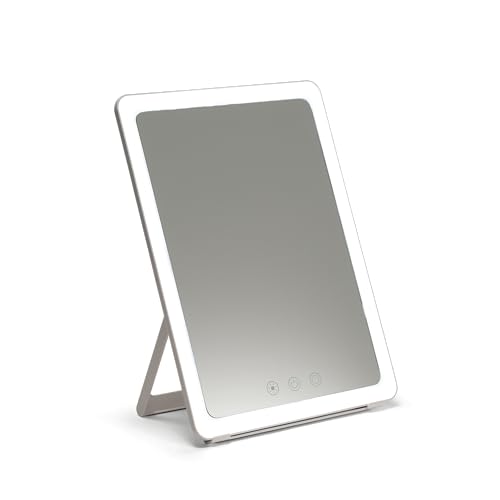 Espejo de maquillaje rectangular LED recargable portátil