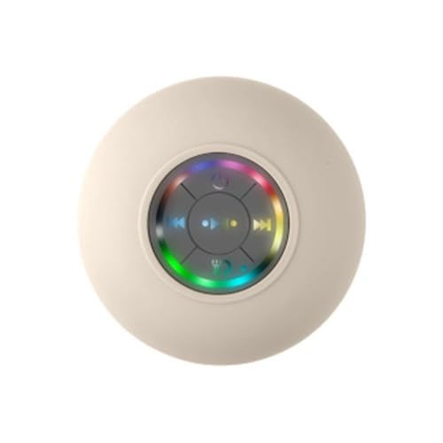 Aribrnten 1Set Mini Haut-Parleur Bluetooth Salle de Bain Audio sans Haut-Parleurs de Douche RGB Lumière Bluetooth Ventouse Haut-Parleur Étanche, Blanc