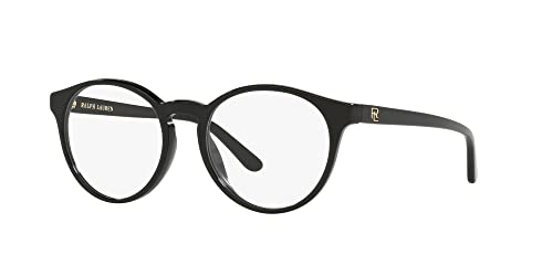 Ralph Lauren Women's Rl6221U Universal Fit Round Prescription Eyewear Frames, Shiny Black/Demo Lens, 49 Mm #TOP1