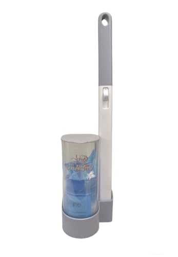 Image of Leilanis Disposable Toilet Brush Kit, Toilet Cleaning System with Refills, Wall-Mounted Holder, 6 Brushes, Dark Green /White /Gray (Gray)