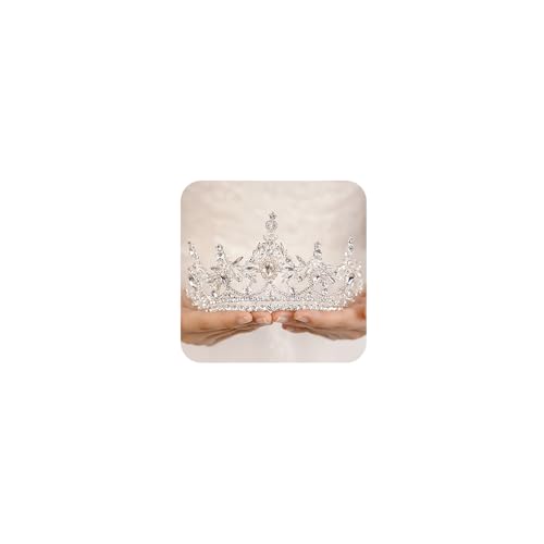 Corona de plata con diamantes de imitación para mujer y novias para el cabello de graduación