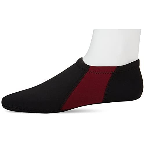 Nufoot Booties Men's Shoes, Foldable & Flexible Footwear, Fold And Go Travel Shoes, Yoga Socks, Indoor Shoes, Slippers, Black With Crimson Stripes, Large #TOP4