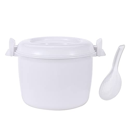 FEESHOW Food Grade Portable Microwave Rice Cooker with Rice Paddle White...