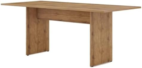 Manhattan Comfort Nomad Dining Table for 4 to 6, Modern Rustic Farmhouse Statement Furniture Piece with Protouch Wood Grain Finish, Sturdy H-Base Pedestal Design, Easy Assembly, 67.91", Nature