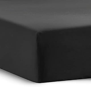 Bedsure Deep Fitted Sheet King Size - Black 40cm Extra Deep Fitted Sheet, 150x200cm