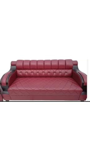 Image of A to Z Furniture Classic 3+1+1=5 Seater Sofa Set Luxury Chesterfield Sofa in for Home Living Room & Office (Cherry)