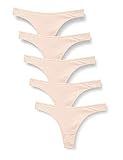 Iris & Lilly Damen Tanga-Unterwäsche Baumwolle, 5er-Pack, Beige, 36