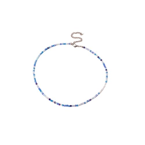 PINK TOWN Colorful Beaded Necklace Bohemian Rice Beads Choker Handmade Summer Beach Necklace for Women