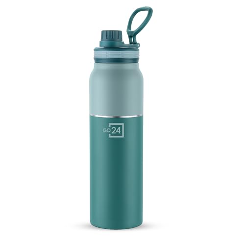 Image of Go24 pexpo Sipper Water Bottle 740ml ISI Certified Stainless Steel Flask with Sipper Cap | 3 Layer Insulation | 2-Year Warranty |for Home, Office, Gym, Travelling | BPA Free |Austin | Green