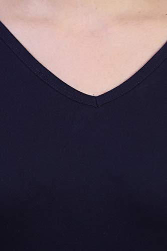 Image of FLEXIMAA Women's Cotton Plain V Neck Half Sleeve T-Shirt