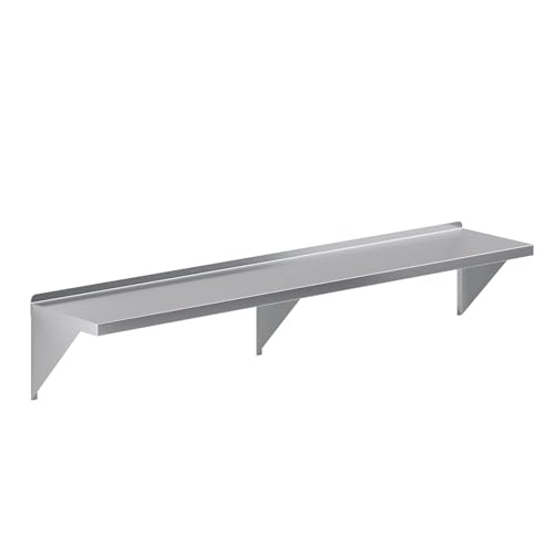 Image of AmGood 14 inch x 72 inch Stainless Steel Wall Shelf | Appliance & Equipment Metal Shelving | Kitchen, Restaurant, Garage, Laundry, Utility Room | Heavy Duty | Squared Edge | NSF Certified