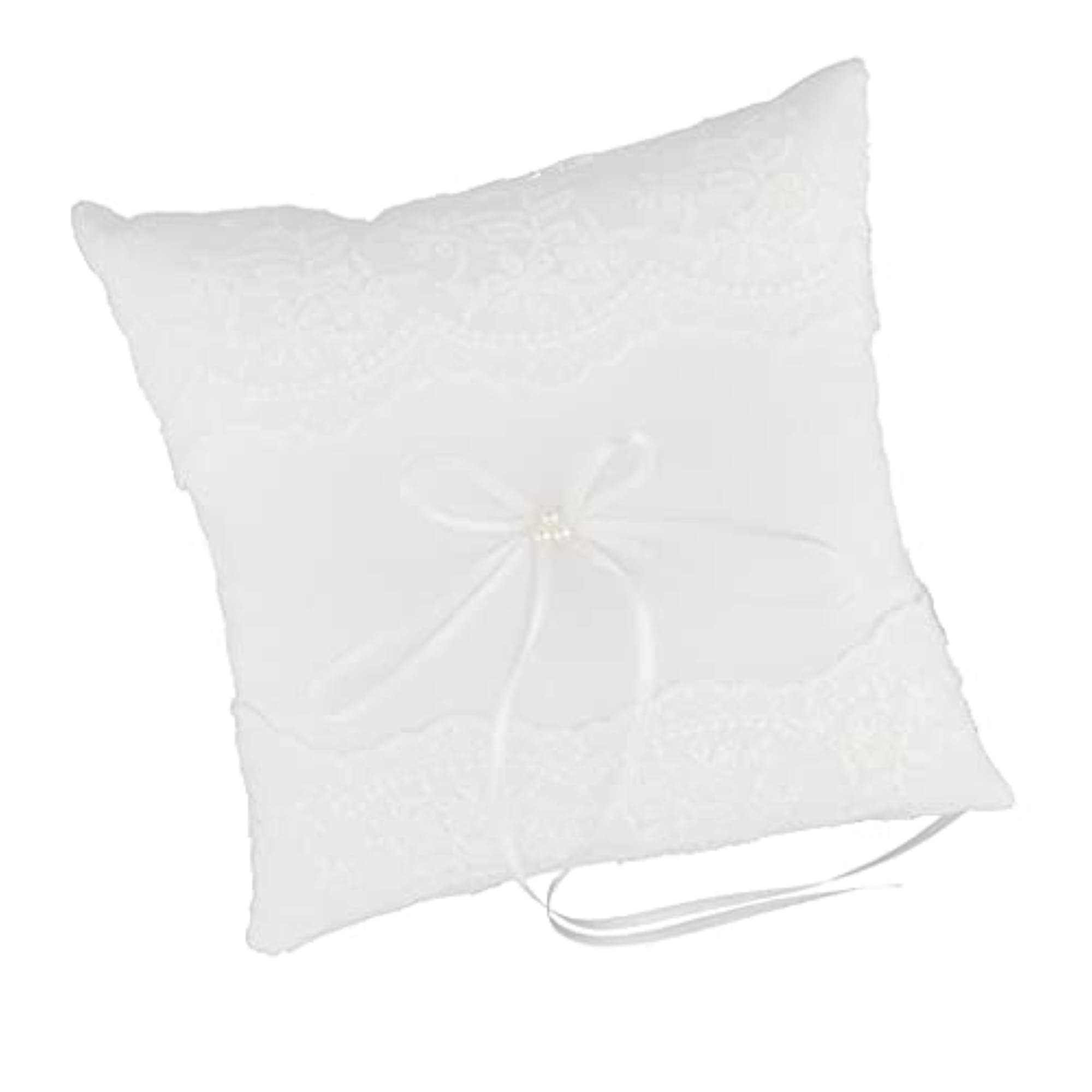 Romantic Wedding Lace Pearls Ring Cushion Holder