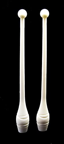 Adultos Blanco 2 x Mujeres Palos de Gimnasia (42cm) (150g) Pesas de Gimnasio para Mujeres Bastones de Gimnasia de Baile, Gym Mazas, Palos de rítmica, Gimnasia rítmica de Principiantes Cover