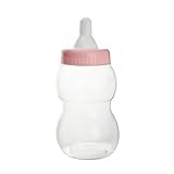 FIREFLY IMPORTS Jumbo Milk Bottle Coin Bank Baby Shower Plastic Container, 13-inch, Light Pink, Big Baby Bottle for Shower Game