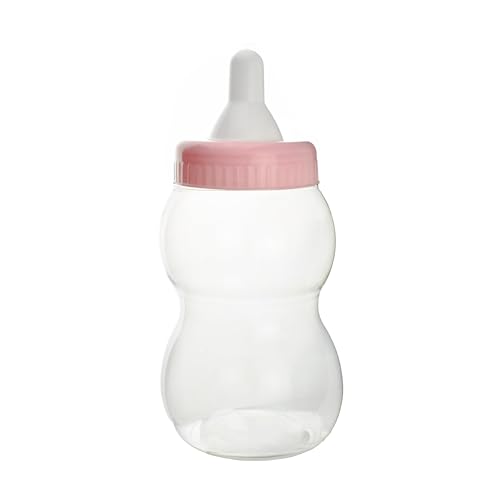 FIREFLY IMPORTS Jumbo Milk Bottle Coin Bank Baby Shower Plastic Container, 13-inch, Light Pink, Big Baby Bottle for Shower Game