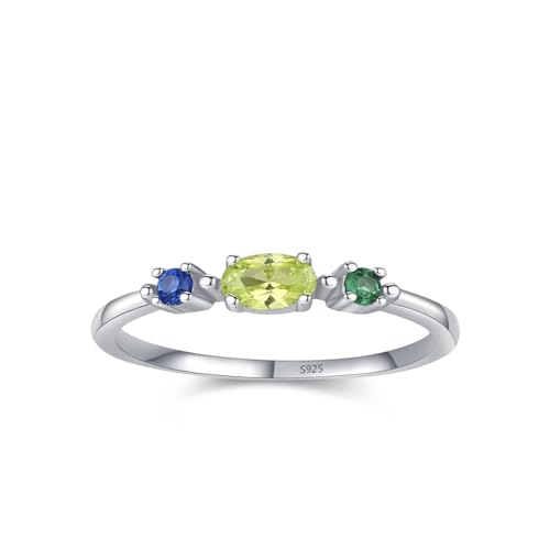 Alliance trois pierres multicolores en argent sterling et zircone