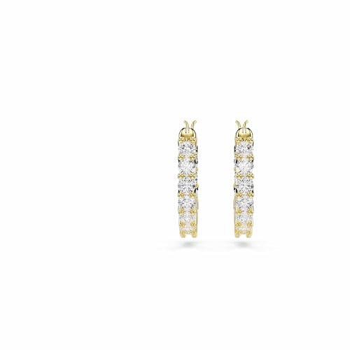 Swarovski Matrix Vittore hoop earrings, Round cut, White, Gold-tone Finish2