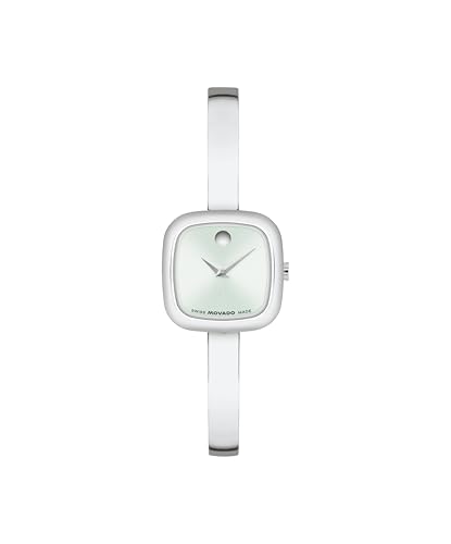 Movado Women’s Museum Bangle Watch – Swiss Quartz – 21 mm Cushion, Round or Oval Case – Classic Stainless Steel Bracelet – Gift for Her