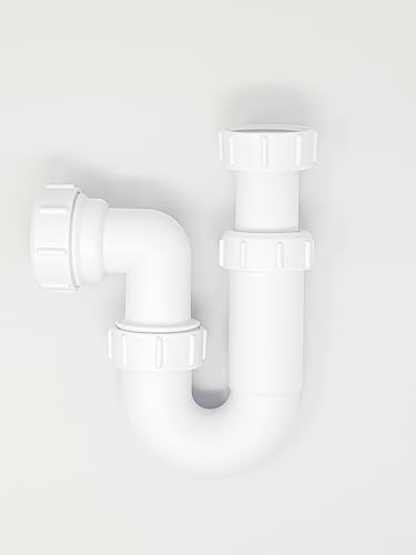 Image of 11/4 inch x 75mm Water Seal Telescopic Adjustable Inlet Tubular Swivel Anti-Syphon 'P' Trap-1.25 inch with Multifit Outlet, for Bathroom Basin, White