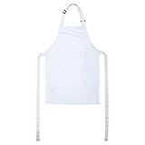 ONEOMI Kids Apron, Medium, 100% Cotton With An Adjustable Strap to fit All Ages, Ideal for Cooking, Baking, Painting, Decorating, Party, Chef, Art and Classroom Children Apron (1, White)